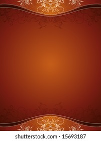 brown background with decorative ornaments, vector illustration