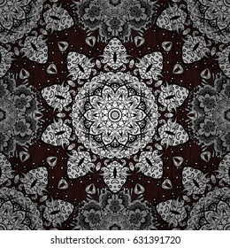 Brown background. Doodle background in vector with doodles, flowers and paisley. Vector ethnic pattern can be used for wallpaper, pattern fills, coloring books and pages for kids and adults.