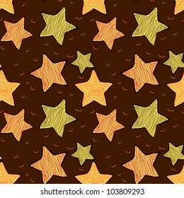 Brown background with the drawn stars