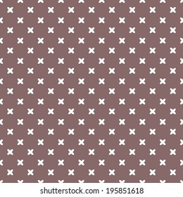 brown background fabric with white crosses seamless pattern. vector illustration