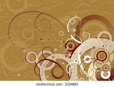 Brown background with flowers and spiral