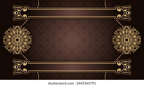 brown background  with gold mandala ornaments