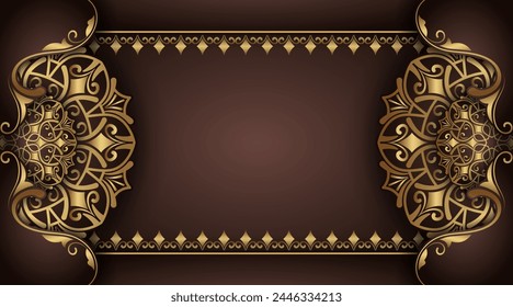 brown background with gold mandala ornaments