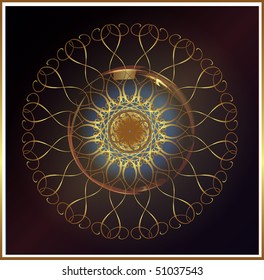 brown background with a gold patterns.