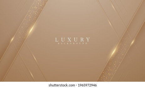 Brown background with golden lines. Luxury 3d realistic concept. Vector illustration for design.