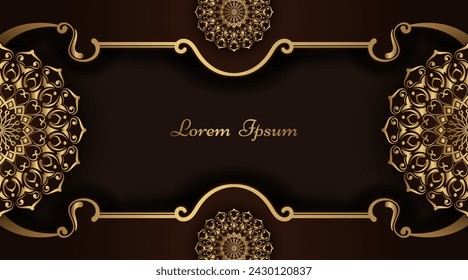 Brown background with golden mandala ornament