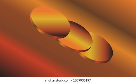 Brown background. Gradient. Golden oval plates.