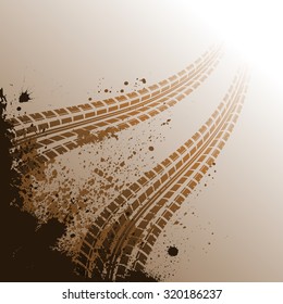Brown background with grunge tire track. eps10