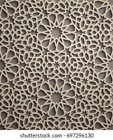 Brown background . Islamic ornament vector , persian motiff . 3d ramadan islamic round pattern elements . Geometric circular ornamental arabic symbol vector . Brown background