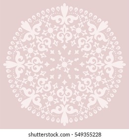 Brown background with light  mandala ornament in the east style. Ideal for printing on fabric or paper.  Vector illustration. 