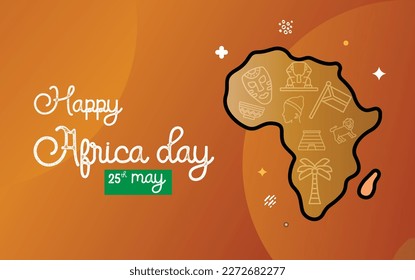 A brown background with a map of Africa and the words happy africa day on it