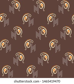 brown background paisy seamless pattern