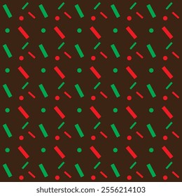 Brown background with Red and Green dashed and circle design