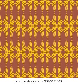 brown background with repeated yellow abstract pattern for fabric, ceramic and tile