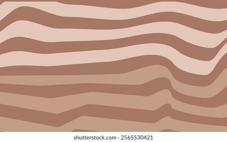 Brown background retro horizontal banner. Abstract Mocha mousse gradation lines textured template. Monochrome chocolate backdrop. Minimal modern nude colors transition. Vector illustration.
