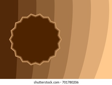 Brown background with round frame. Vector illustration