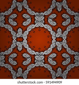 Brown background. Brown seamless pattern. Abstract geometric floral seamless background. Tribal ethnic ornate decoration, lace repeating texture. Vector doodle sketch pattern, graphic illustration.