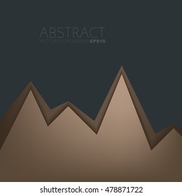 Brown background serrated paper layer with line on black dark space for text and message design