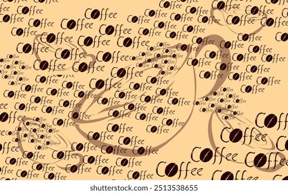 brown background with silhouette of a bunch of coffee cups and writing