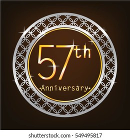 brown background and silver circle 57th anniversary