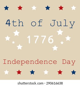 Brown background with text and stars for independence day. Vector illustration