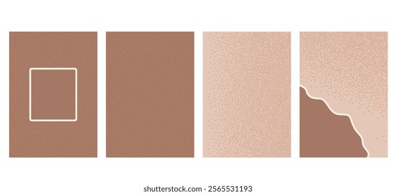 Brown background vertical banner set. Abstract Mocha mousse textured template. Monochrome chocolate backdrop. Minimal modern nude colors. Vector illustration.