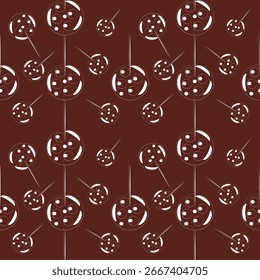 A brown background with a white, abstract, circular pattern.