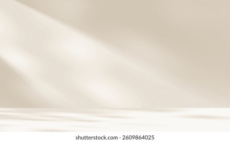 Brown Background,Blur gardeint light,shadow on wall studio background for product display,Beige Backdrop for Autumn banner,Vector 3D podium stand for spring,summer