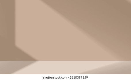 Brown Background,Blur gardeint light,shadow on wall studio background for product display,Beige Backdrop for Autumn banner,Vector 3D podium stand for spring,summer