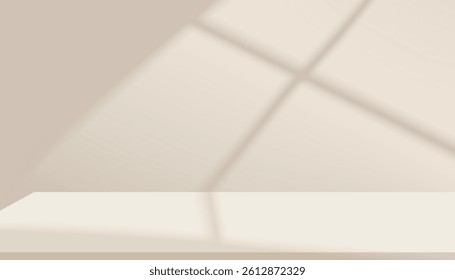 Brown Background,Blur gardeint light,shadow on wall studio background for product display,Beige Backdrop for Autumn banner,Vector 3D podium stand for spring,summer