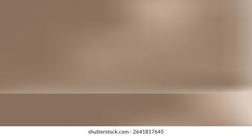 Brown Background,Blur gardeint light,shadow on wall studio background for product display,Beige Backdrop for Autumn banner,Vector 3D podium stand for spring,summer