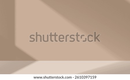 Brown Background,Blur gardeint light,shadow on wall studio background for product display,Beige Backdrop for Autumn banner,Vector 3D podium stand for spring,summer