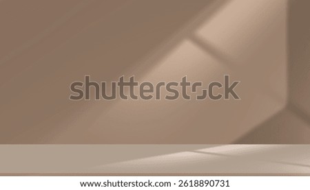 Brown Background,Blur gardeint light,shadow on wall studio background for product display,Beige Backdrop for Autumn banner,Vector 3D podium stand for spring,summer