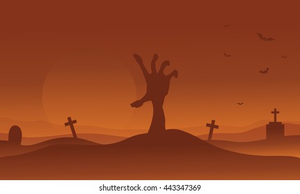 Brown backgrounds Halloween hand zombie silhouette illustration