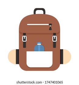 The brown backpack is isolated on the white background.