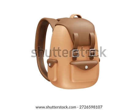 Brown Backpack for Travel and School icon illustration 3d