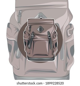 Brown Backpack. The unusual design of the backpack. Accessory