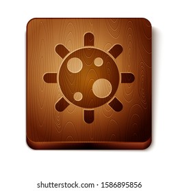 Brown Bacteria icon isolated on white background. Bacteria and germs, microorganism disease causing, cell cancer, microbe, virus, fungi. Wooden square button. Vector Illustration