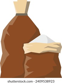 brown bag tied with a rope on a white background