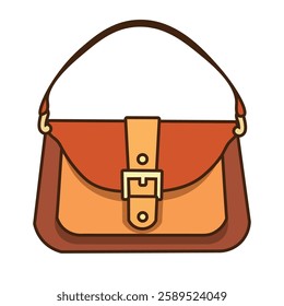 Brown bag vector illustration, women sling bag clip art, satchel bag clipart, female fashion  accessories