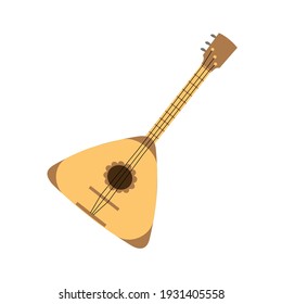 Icono de balalaika marrón sobre un fondo blanco en un estilo plano. El icono de un instrumento musical. Ilustración vectorial.