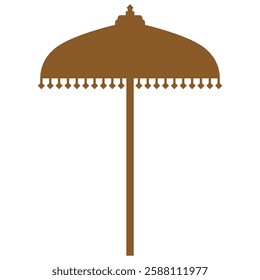 Brown Balinese umbrella suitable for travel, culture, and exotic themes. Perfect for graphic design, travel blogs, and cultural websites.