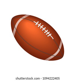 Brown ball for rugby with white lasing on white or transparent  background. Vector illustration, used blends.