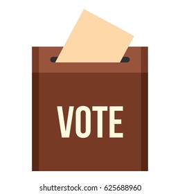 Brown ballot box for collecting votes icon. Flat illustration of brown ballot box vector icon isolated on white background