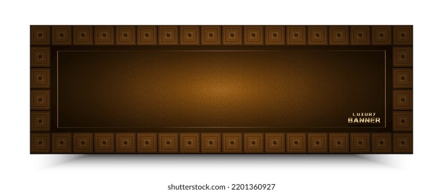 banner marrón, lujoso y elegante, con marco a cuadros y textura brillante,