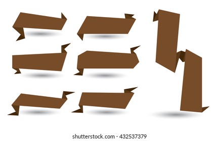 Brown Banner ribbon vector set