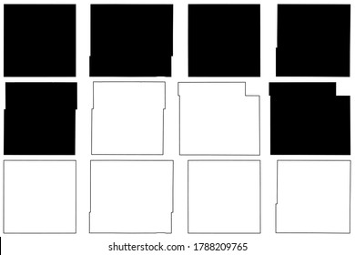 Brown, Barber, Anderson, Allen, Barton and Bourbon County, Kansas (U.S. county, United States of America, USA, U.S., US) map vector illustration, scribble sketch map