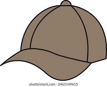 Brown Baseball Cap with Bold Black Outline