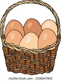 Brown basket full of eggs
