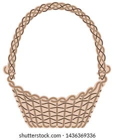 Brown basket with a round handle for food or flowers.